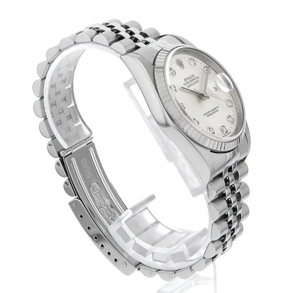 ROLEX DATEJUST DIAMOND SILVER WATCH - 3