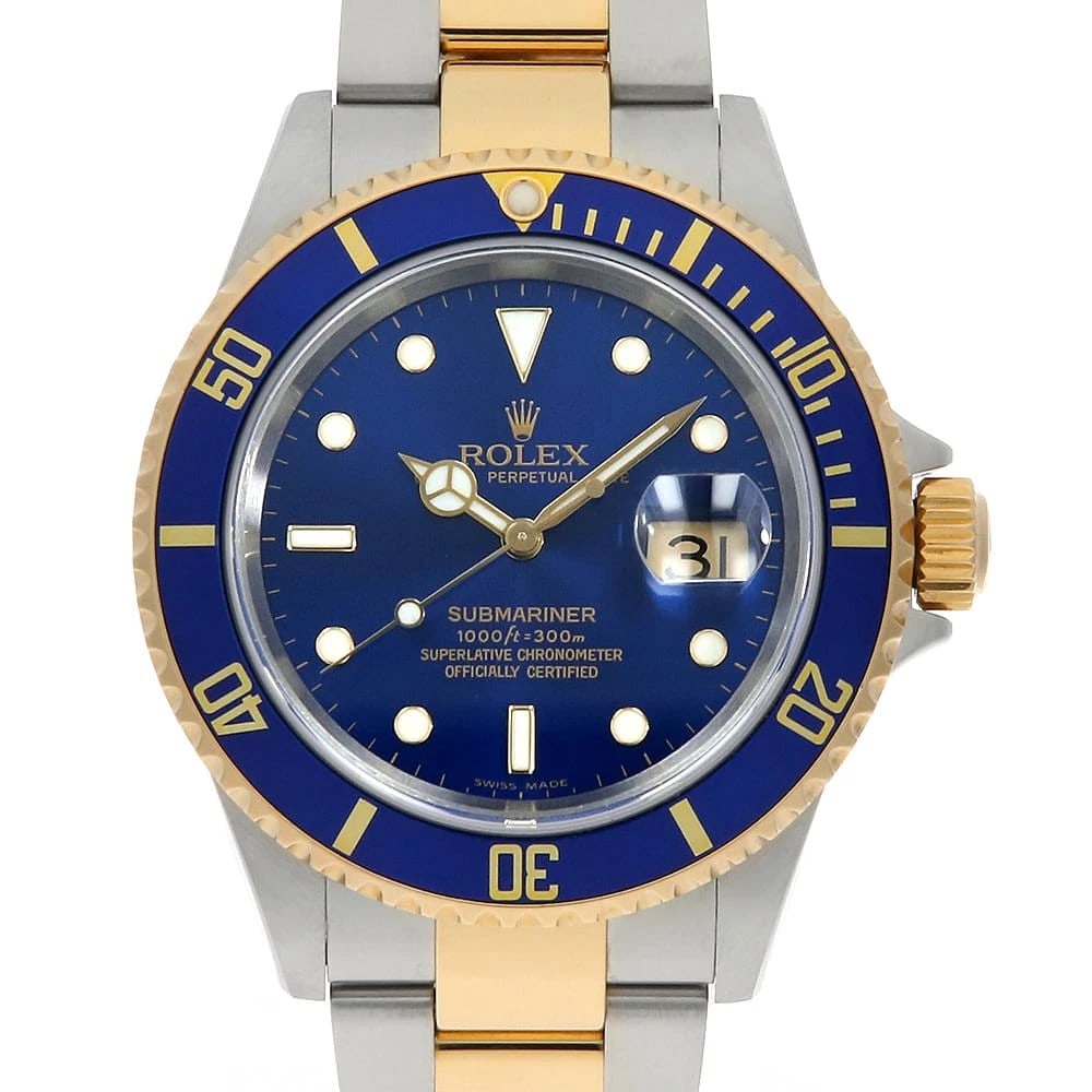 ROLEX SUBMARINER DATE BLUE WATCH: ROLEX SUBMARINER Date blue Watch Brand: ROLEX Type/Style: Wrist watch Material: Case Material Stainless Steel/Yellow Gold Belt Material Stainless Steel/Yellow Gold Color: Dial Color Blue Size:
