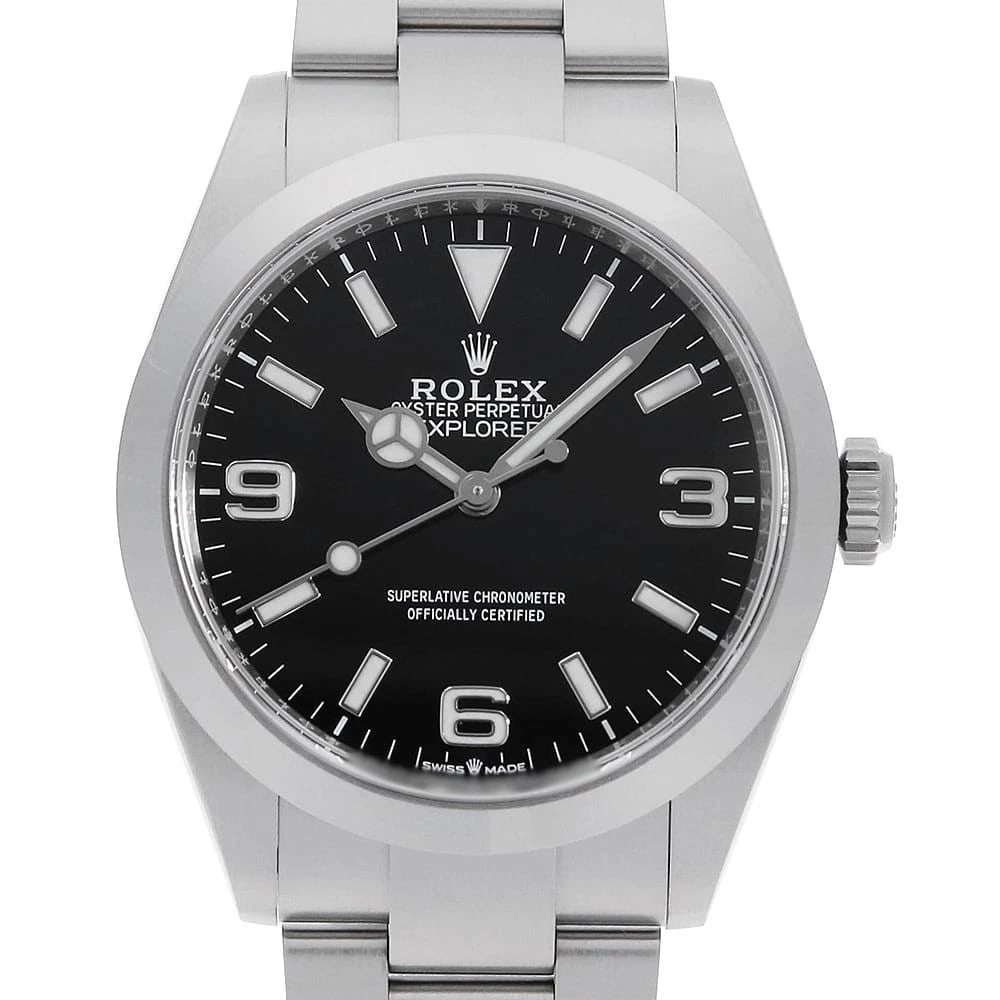 ROLEX EXPLORER BLACK WATCH: ROLEX Explorer black Watch Brand: ROLEX Type/Style: Wrist watch Material: Case Material Stainless Steel Belt Material Stainless Steel Color: Dial Color Black Size: Case:W40mm Circumference of Wrist:19