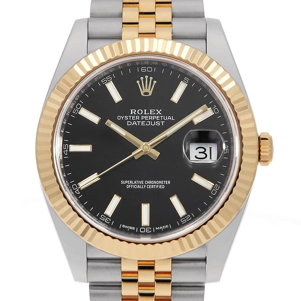 ROLEX DATEJUST BLACK WATCH: ROLEX Datejust black Watch Brand: ROLEX Type/Style: Wrist watch Material: Case Material Stainless Steel/Yellow Gold Belt Material Stainless Steel/Yellow Gold Color: Dial Color Black Size: Case:W41mm C