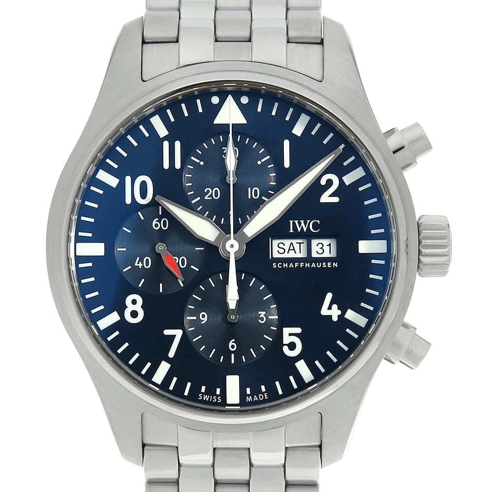 IWC PILOT'S WATCH CHRONOGRAPH WATCH: IWC Pilot's Watch Chronograph Watch Brand: IWC Type/Style: Wrist watch Material: Case Material Stainless Steel Belt Material Stainless Steel Color: Dial Color Blue Size: Case:W43mm Circumference of Wr