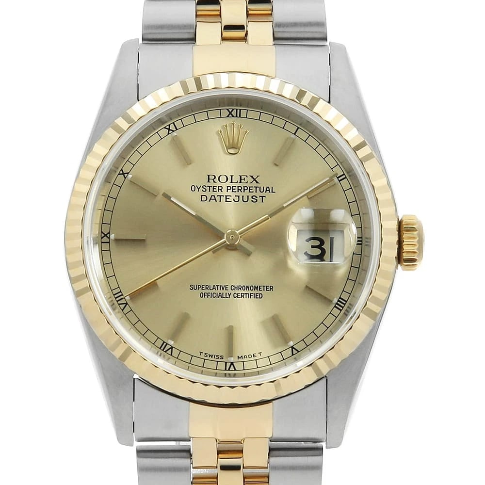 ROLEX DATEJUST CHAMPAGNE WATCH: ROLEX Datejust Champagne Watch Brand: ROLEX Type/Style: Wrist watch Material: Case Material Stainless Steel/Yellow Gold Belt Material Stainless Steel/Yellow Gold Color: Dial Color Champagne Gold