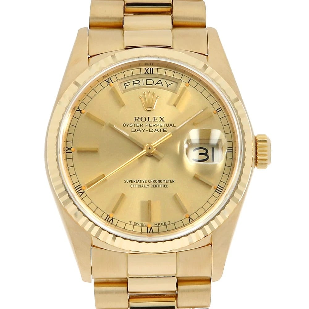 ROLEX DATE CHAMPAGNE WATCH: ROLEX date Champagne Watch Brand: ROLEX Type/Style: Wrist watch Material: Case Material Yellow Gold Belt Material Yellow Gold Color: Dial Color Champagne Gold Size: Case:W36mm Circumference of Wrist:1