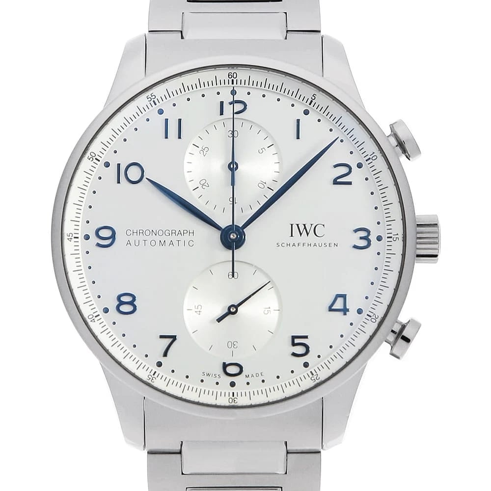 IWC PORTUGUESE CHRONOGRAPH WATCH: IWC Portuguese Chronograph Watch Brand: IWC Type/Style: Wrist watch Material: Case Material Stainless Steel Belt Material Stainless Steel Color: Dial Color Silver Size: Case:W41mm Circumference of