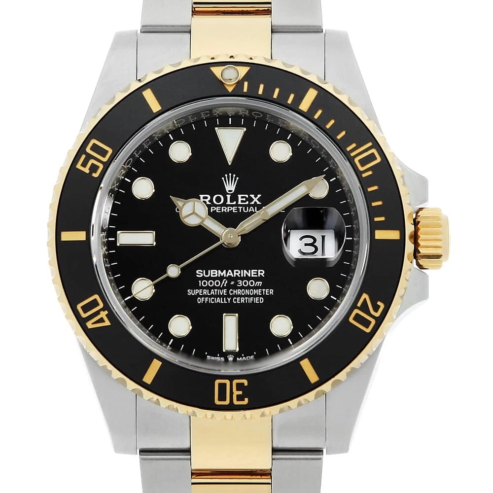 ROLEX SUBMARINER DATE BLACK WATCH: ROLEX SUBMARINER Date black Watch Brand: ROLEX Type/Style: Wrist watch Material: Case Material Stainless Steel/Yellow Gold Belt Material Stainless Steel/Yellow Gold Color: Dial Color Black Size: Case: