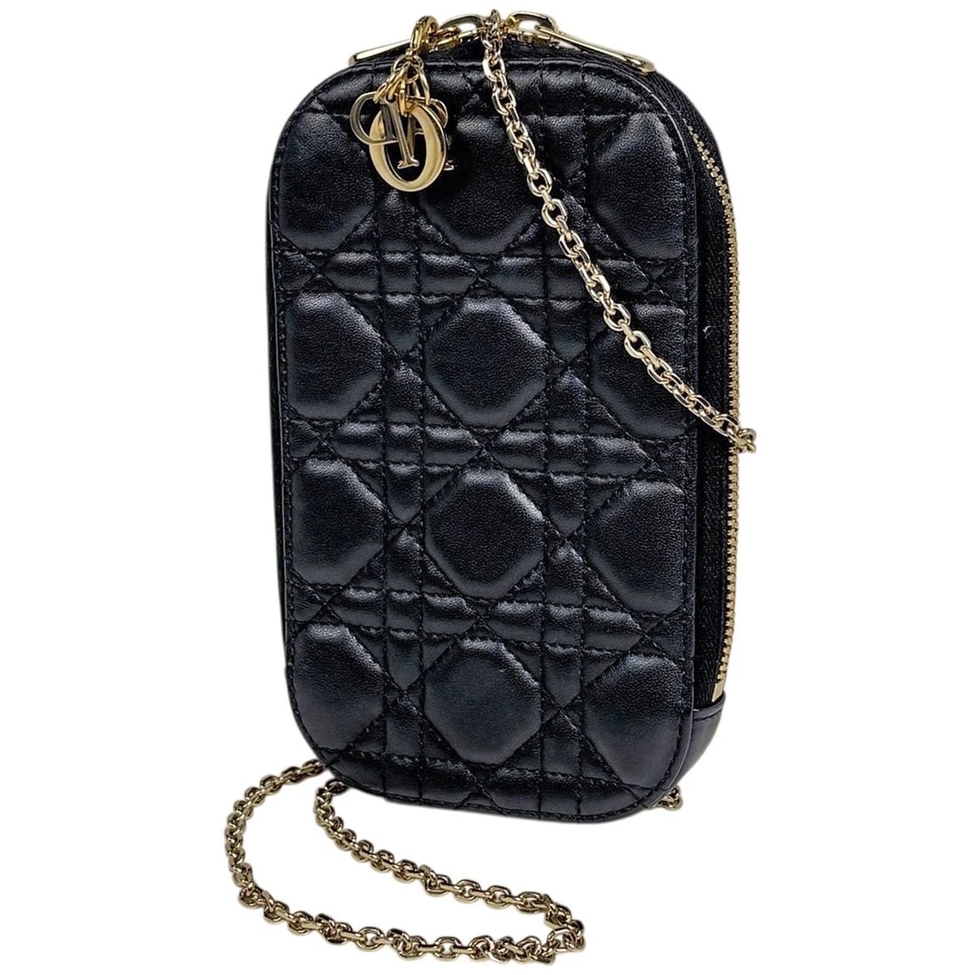 CHRISTIAN DIOR PHONE HOLDER CORINDIOR CANNAGE SHOULDER BAG: Christian Dior phone holder Corindior Cannage Shoulder Bag Brand: Christian Dior Type/Style: Shoulder Bag Material: leather Color: Black Size: Width 10.5cm(4.1") Height 18cm(7.1") Depth 2.5cm(1")