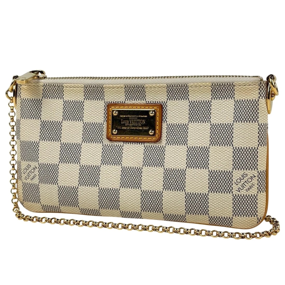 LOUIS VUITTON POCHETTE MIRA MM SHOULDER BAG: Louis Vuitton Pochette Mira MM Shoulder Bag Brand: Louis Vuitton Type/Style: Accessory pouch Material: Damier Azur Color: White Size: Width 20cm(7.9") Height 10.5cm(4.1") Depth 1cm(0.4") Accessories: