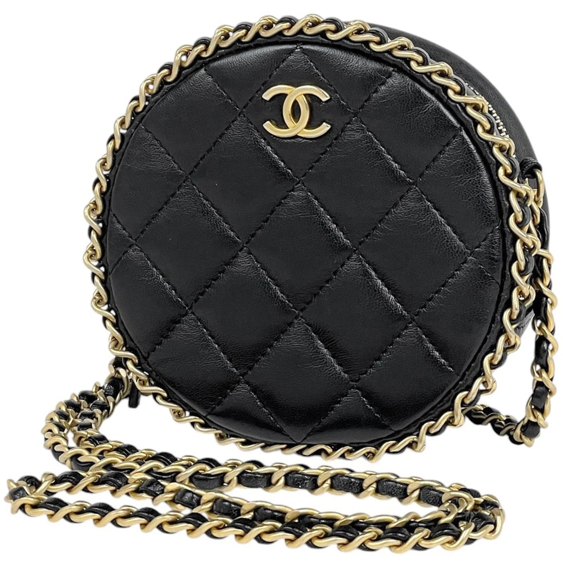 CHANEL (INTERLOCKING) CC LOGO CHAIN SHOULDER BAG: CHANEL (Interlocking) CC logo Chain Shoulder Bag Brand: CHANEL Type/Style: Shoulder Bag Material: leather Color: Black Size: Width (Maximum value)12cm(Maximum value:4.7") Height (Maximum value)12cm(Ma