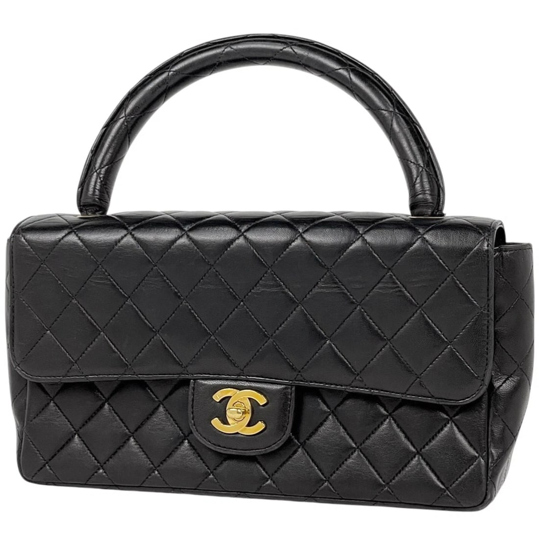 CHANEL (INTERLOCKING) CC LOGO HAND BAG: CHANEL (Interlocking) CC logo Hand Bag Brand: CHANEL Type/Style: Hand Bag Material: leather Color: Black Size: Width 25cm(9.8") Height 14cm(5.5") Depth 6.5cm(2.6") Accessories: None Access