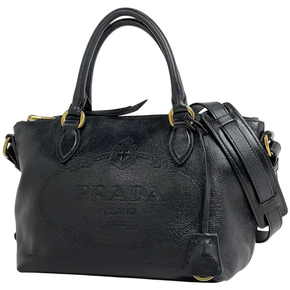 PRADA LOGO HAND BAG 2WAY HAND BAG LEATHER (1 of 7)