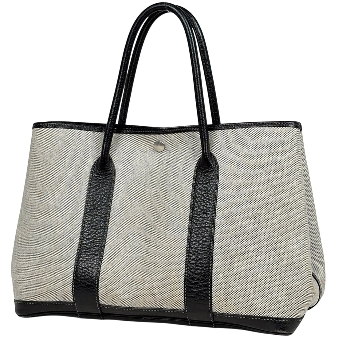 HERMES GARDEN PARTY PM HAND BAG TOTE BAG: HERMES Garden party PM Hand Bag Tote Bag Brand: HERMES Type/Style: Tote Bag Material: Toile ash (coating) ?leather Color: Gray Black Size: Width 36cm(14.2") Height 26cm(10.2") Depth 17cm(6.7") Acc