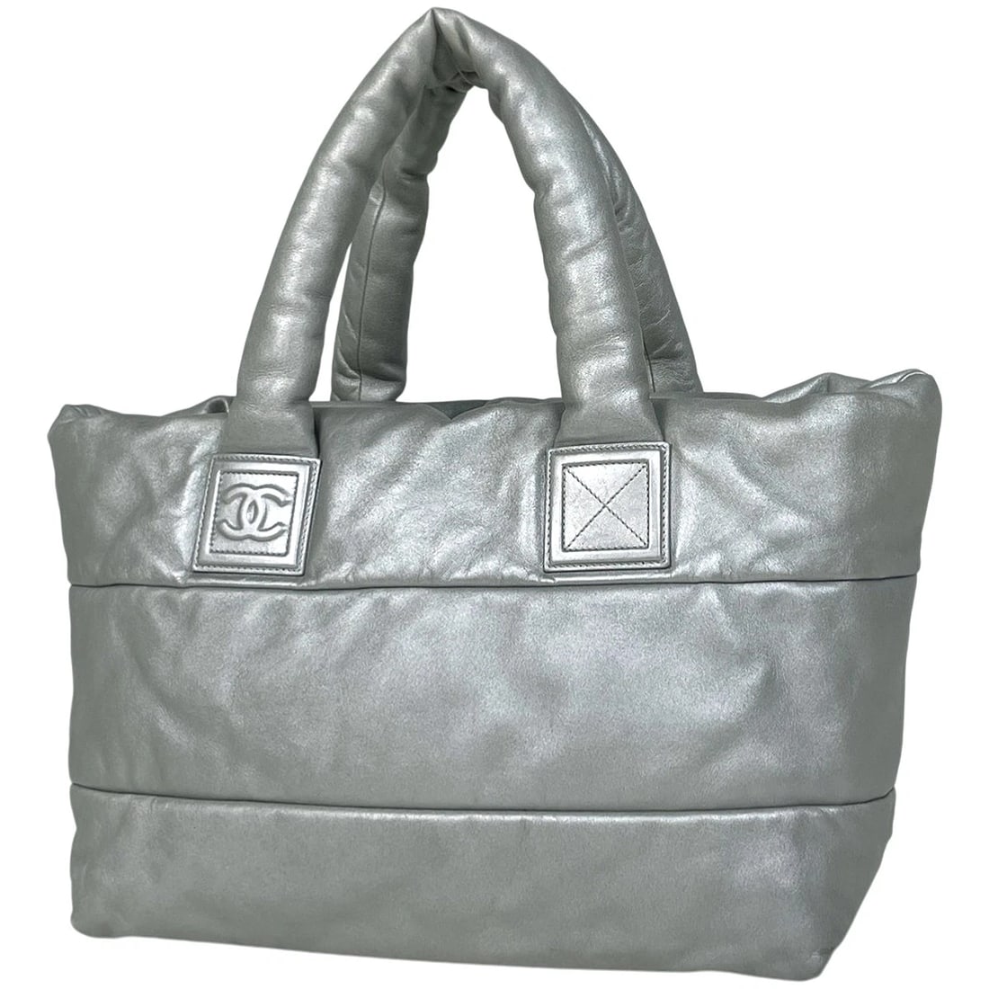 CHANEL COCO COON TOTE BAG: CHANEL Coco Coon Tote Bag Brand: CHANEL Type/Style: Tote Bag Material: leather Color: Silver Size: Width 37cm(14.6") Height 29cm(11.4") Depth 15cm(5.9") Accessories: None Accessories Notic