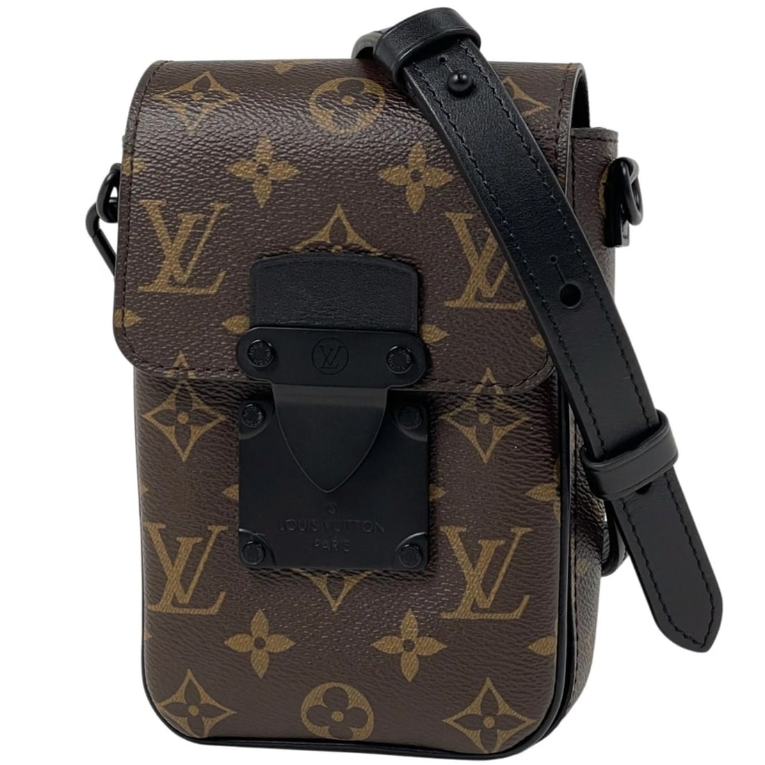 LOUIS VUITTON S-LOCK VERTICAL WEARABLE WALLET: Louis Vuitton S-Lock Vertical Wearable Wallet Brand: Louis Vuitton Type/Style: Shoulder Bag Material: Monogram macacer Color: Brown Size: Width 12cm(4.7") Height 18cm(7.1") Depth 6cm(2.4") Accesso