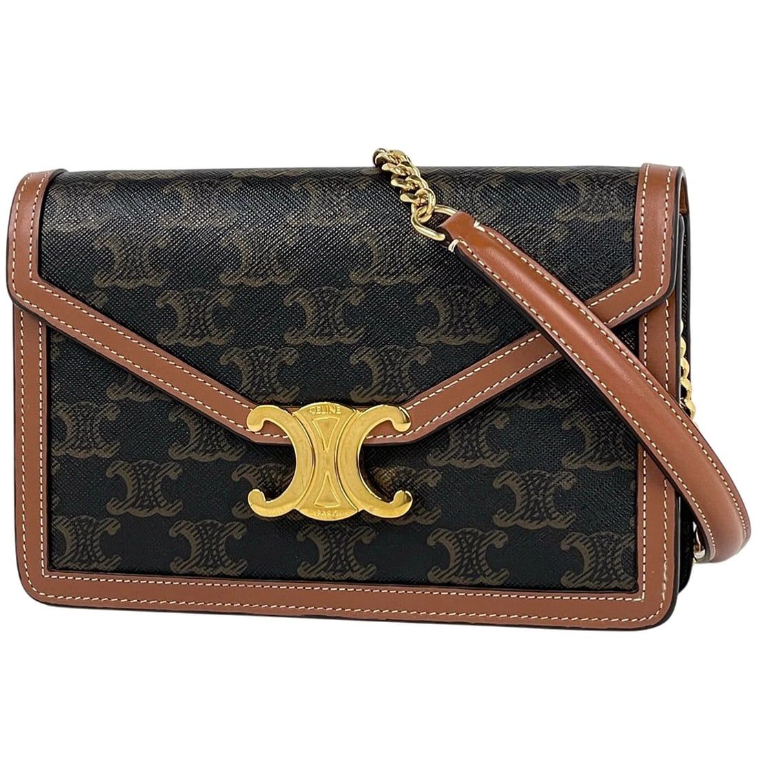 CELINE CHAIN WALLET MARGO TRIOMPHE 2WAY CLUTCH BAG (1 of 9)