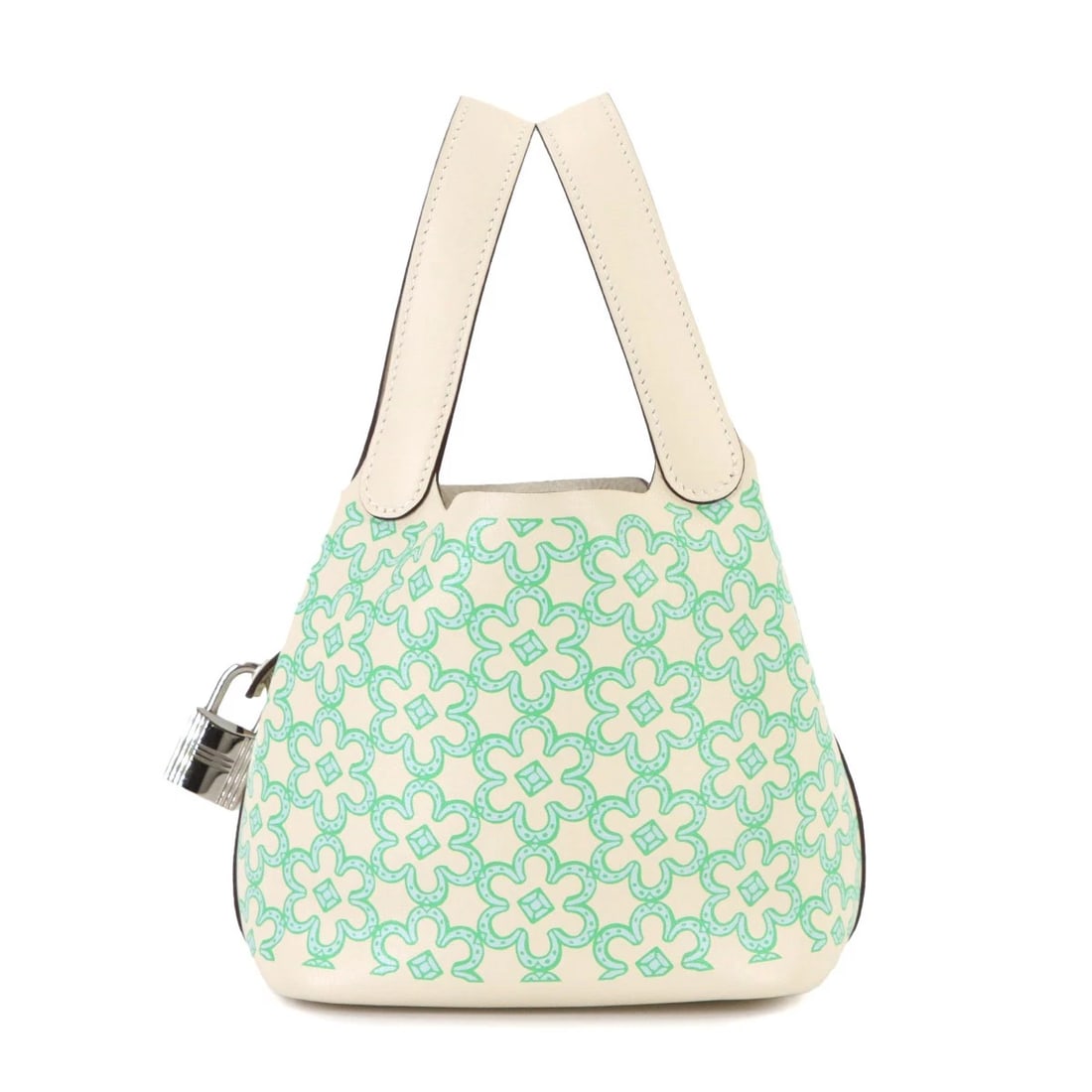 HERMES PICOTIN LOCK MICRO LUCKY DAISY HAND BAG: HERMES Picotin Lock Micro Lucky Daisy Hand Bag Brand: HERMES Type/Style: Hand Bag Material: Swift Color: Nata , Vert , Blanc Size: W 5.12 inch, H 4.72 inch, D 3.74 inch Accessories: None Accessories
