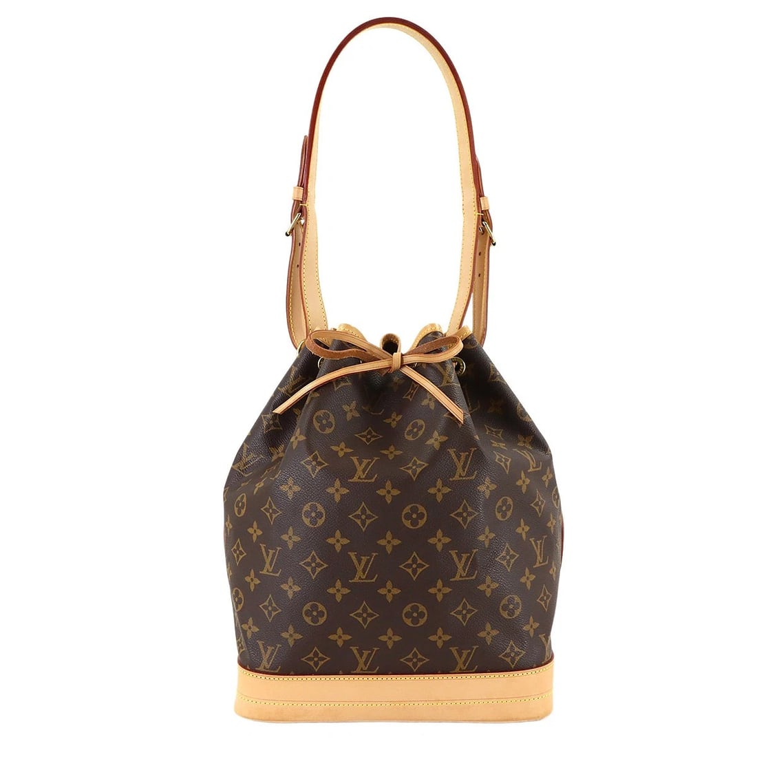 LOUIS VUITTON MONOGRAM NOE DRAWSTRING SHOULDER BAG: LOUIS VUITTON Monogram Noe Drawstring Shoulder Bag Brand: LOUIS VUITTON Type/Style: Shoulder Bag Material: Monogram Canvas Color: Monogram Size: W 10.24 inch, H 13.39 inch, D 7.48 inch Accessories: