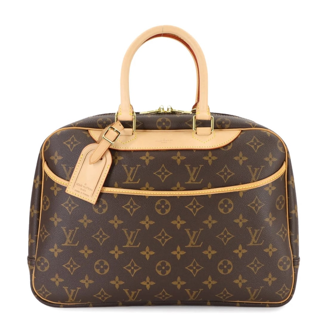 LOUIS VUITTON MONOGRAM DEAUVILLE HAND BAG BROWN: LOUIS VUITTON Monogram Deauville Hand Bag Brown Brand: LOUIS VUITTON Type/Style: Hand Bag Material: Monogram Canvas Color: Monogram Size: W 13.58 inch, H 10.63 inch, D 5.12 inch Accessories: None