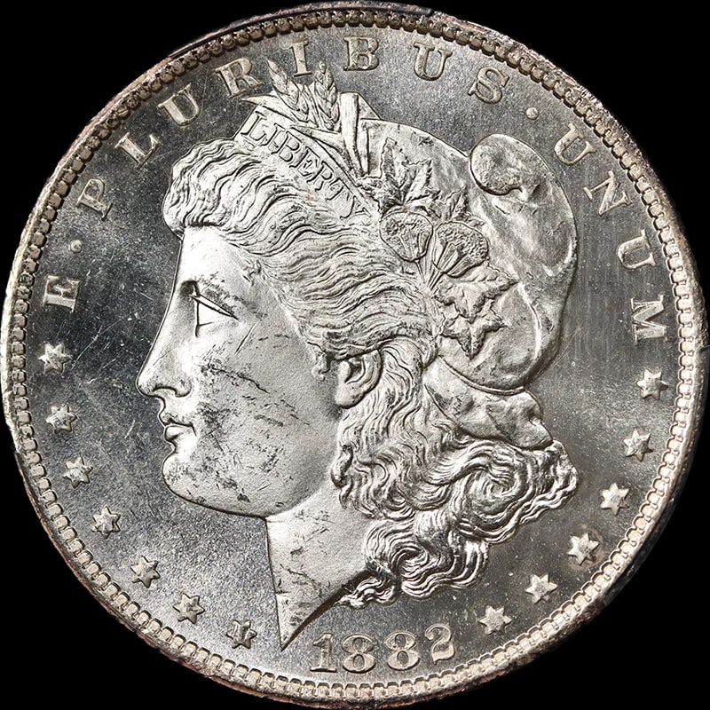 1882-CC MORGAN SILVER DOLLAR: 1882-CC Morgan Silver Dollar Year: 1882 Fineness: 0.9 Composition: Silver Denomination: None Country of Origin: United States Accessories: None Accessories Notice: When purchasing pre-owne