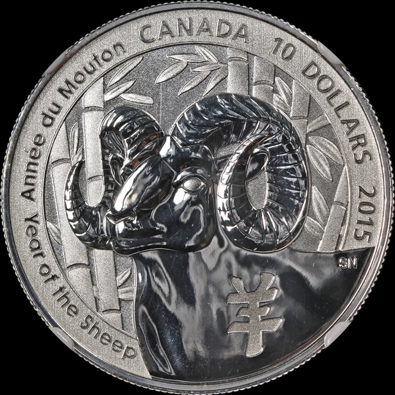 2015 CANADA SILVER $10: 2015 Canada Silver $10 Year: 2015 Fineness: 0.999 Composition: Silver Denomination: $10 Country of Origin: Canada Accessories: None Accessories Notice: When purchasing pre-owned goods, please refer