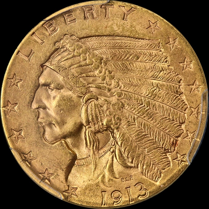 1913 INDIAN GOLD $2.50: 1913 Indian Gold $2.50 Year: 1913 Fineness: 0.9 Composition: Gold Denomination: $2.50 Country of Origin: United States Accessories: None Accessories Notice: When purchasing pre-owned goods, please