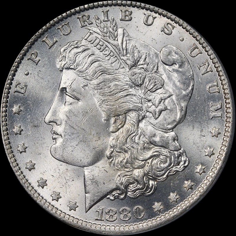 1880-O MORGAN SILVER DOLLAR: 1880-O Morgan Silver Dollar Year: 1880 Fineness: 0.9 Composition: Silver Denomination: None Country of Origin: United States Accessories: None Accessories Notice: When purchasing pre-owned