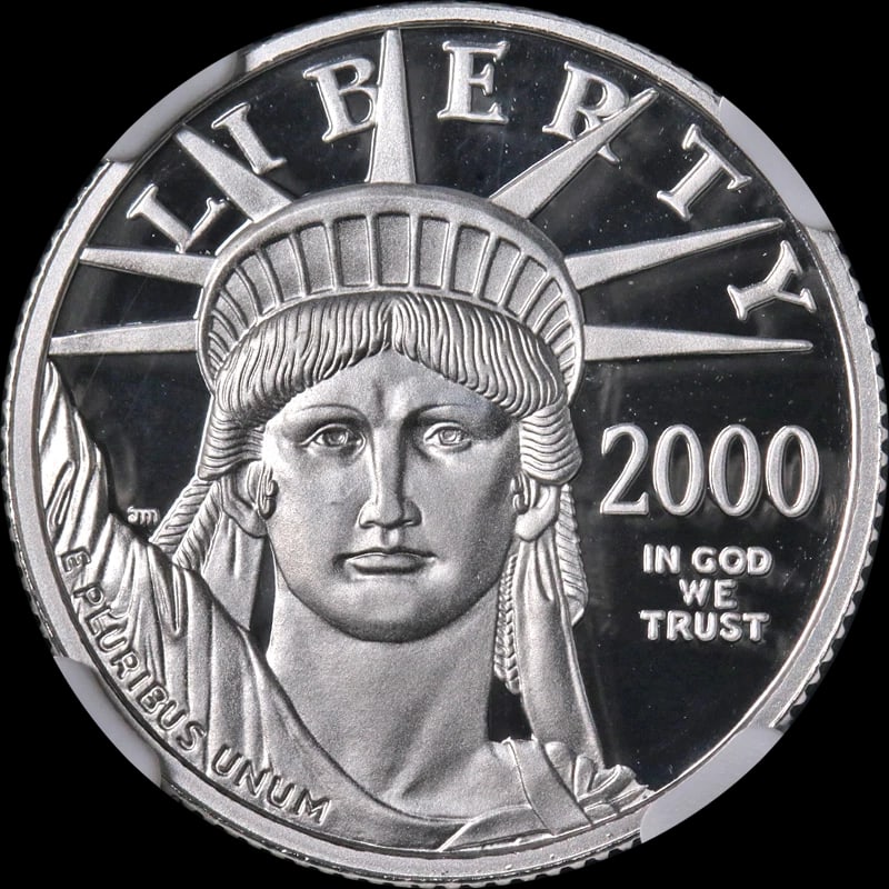 2000-W PLATINUM AMERICAN EAGLE $25: 2000-W Platinum American Eagle $25 Year: 2000 Fineness: 0.9995 Composition: Platinum Denomination: $25 Country of Origin: United States Accessories: None Accessories Notice: When purchasing pre-owned