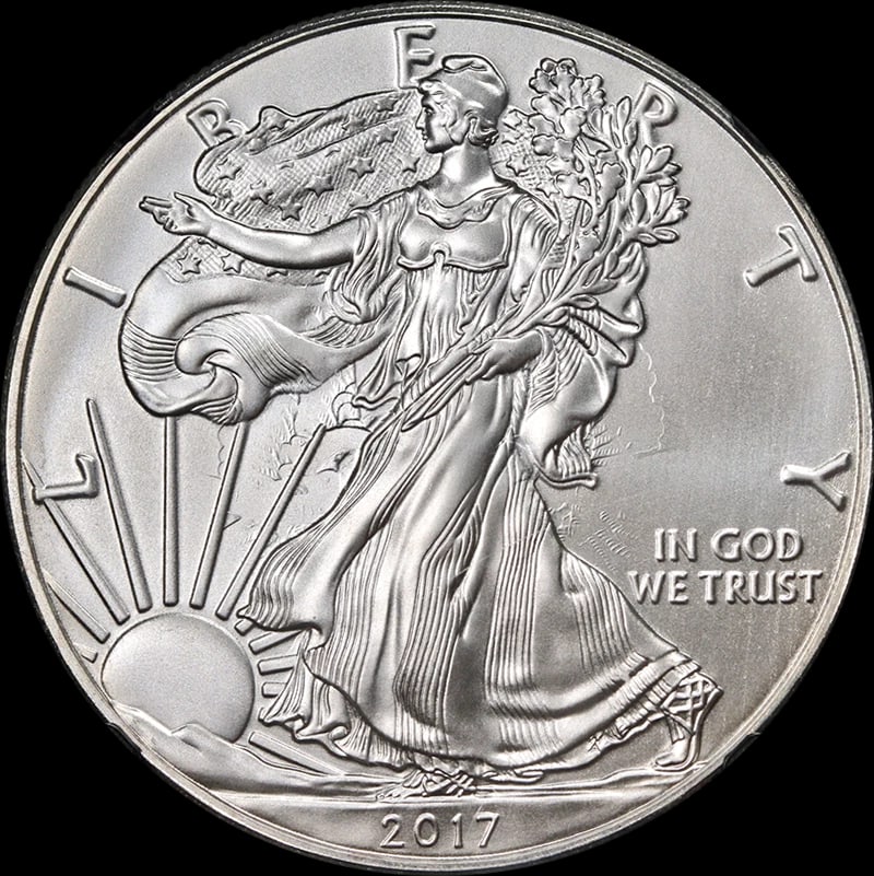 2017 (P) SILVER AMERICAN EAGLE $1: 2017 (P) Silver American Eagle $1 Year: 2017 Fineness: None Composition: Silver Denomination: $1 Country of Origin: United States Accessories: None Accessories Notice: When purchasing pre-