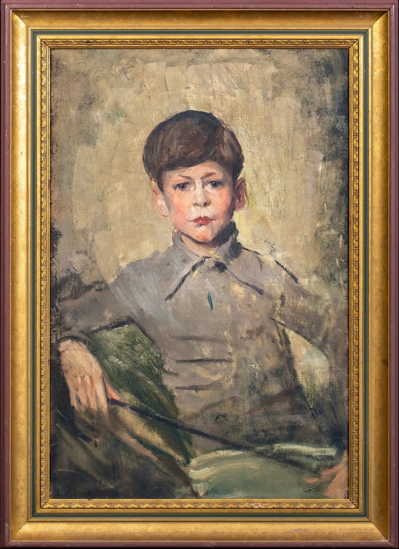 PORTRAIT OF A YOUNG BOY SEATED OIL PAINTING (1 of 11)
