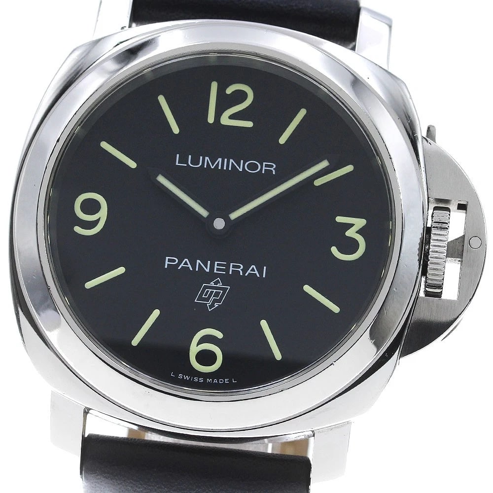 PANERAI LUMINOR BASE LOGO DAYS ACCIAIO HAND WINDING WATCH: PANERAI Luminor Base Logo Days Acciaio Hand Winding Watch Brand: PANERAI Type/Style: Wristwatch Material: Band Material leather, Case Material Stainless Steel Color: Band Color black, Case Color