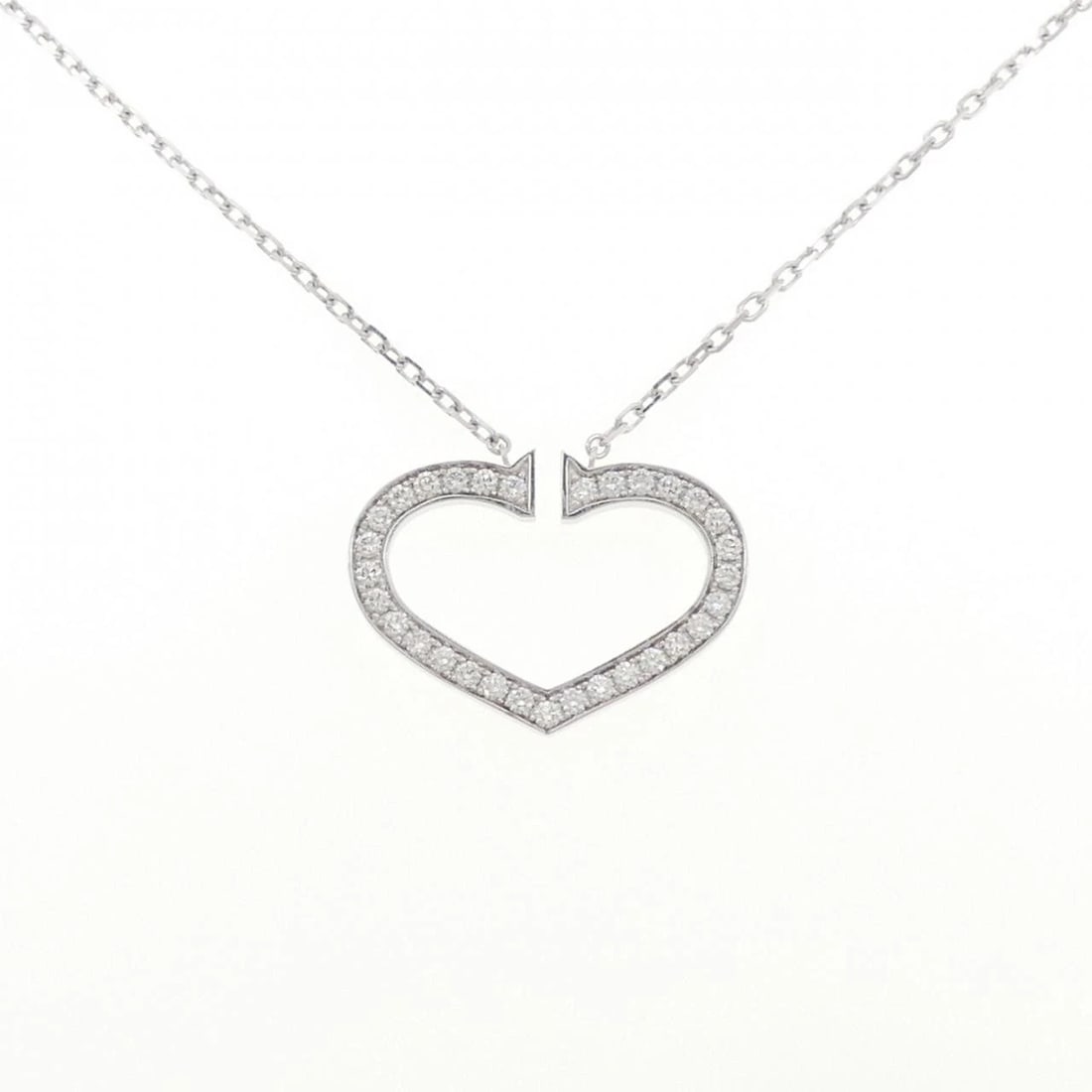 CARTIER C HEART LARGE NECKLACE: Cartier C Heart Large Necklace Brand: CARTIER Type/Style: Cartier Necklace Material: 750 white gold, Main Stone/Creation Natural Color: Silver Size: Pendant length approx. x width approx.: