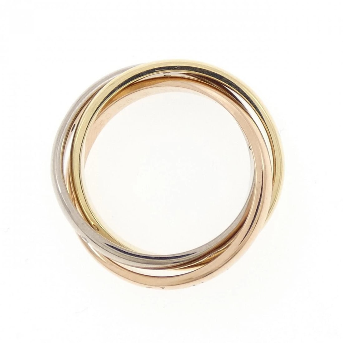 CARTIER TRINITY RING: Cartier Trinity ring Brand: CARTIER Type/Style: Cartier Ring Material: 750 Yellow Gold/750 White Gold/750 Pink Gold, Main Stone/Creation Natural Color: none Size: US4 1/2(48) Accessories: None