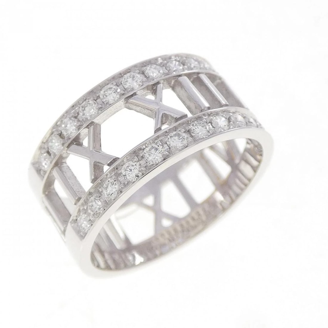 TIFFANY&CO. ATLAS RING: TIFFANY&Co. Atlas Ring Brand: TIFFANY&Co. Type/Style: TIFFANY & Co. Ring Material: 750 white gold, Main Stone/Creation Natural Color: none Size: US6 1/2 Accessories: None Accessories Notic