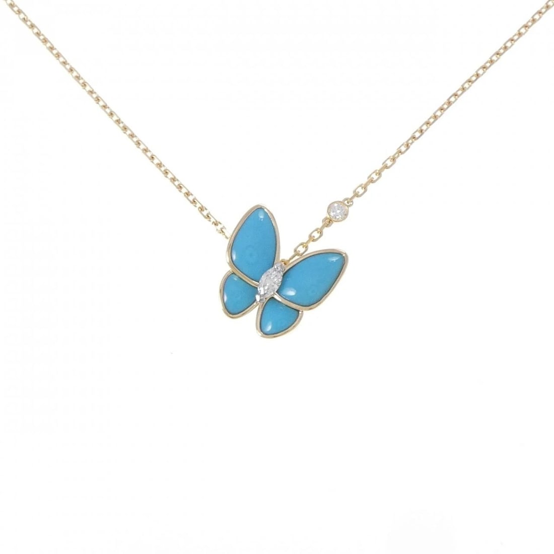 VAN CLEEF & ARPELS DE PAPILLON NECKLACE: Van Cleef & Arpels de Papillon Necklace Brand: Van Cleef & Arpels Type/Style: Van Cleef & Arpels Necklace Material: 750 yellow gold/750 white gold, Main Stone/Creation Turquoise Secondary Stone