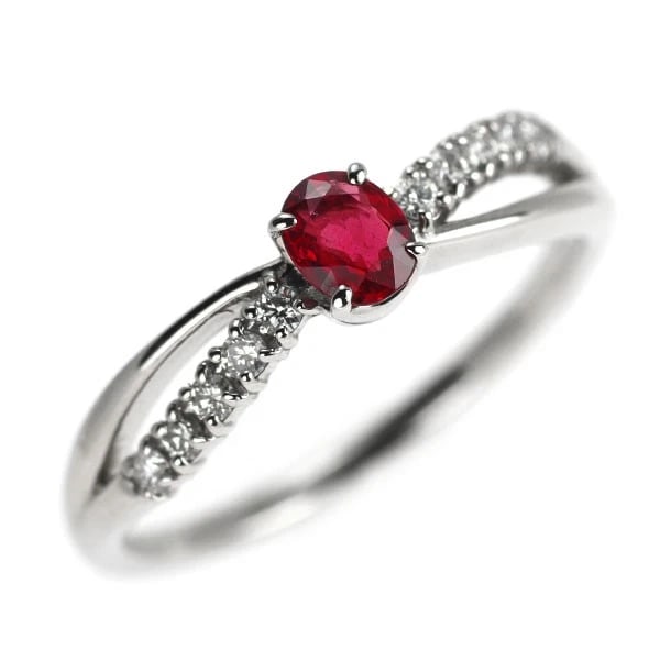 PT950 RUBY DIAMOND RING: Pt950 ruby diamond ring Brand: None Type/Style: ring Material: PT950, Main Stone/Creation Ruby Side stone natural Color: Silver Size: 6 US Accessories: None Accessories Notice: When purcha