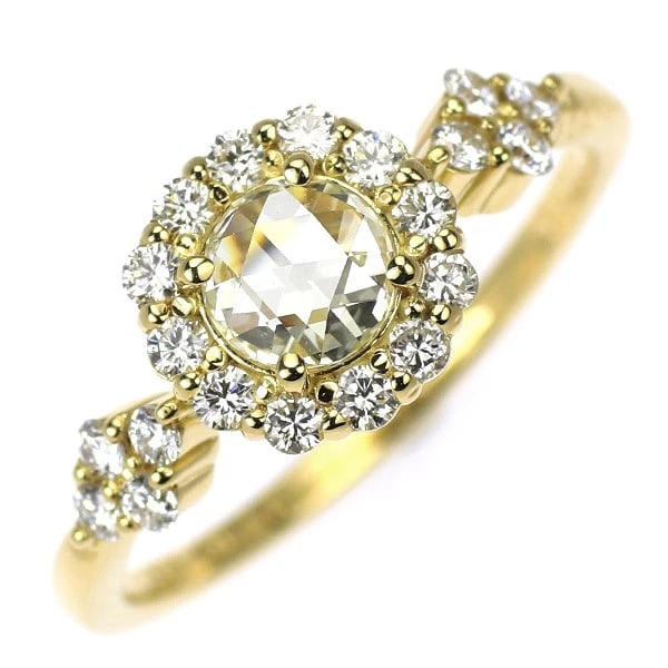 K18YG ROSE CUT DIAMOND RING: K18YG Rose Cut Diamond Ring Brand: None Type/Style: ring Material: K18YG, Main Stone/Creation Natural Color: YG Size: 6 US Accessories: None Accessories Notice: When purchasing pre-owned goods,