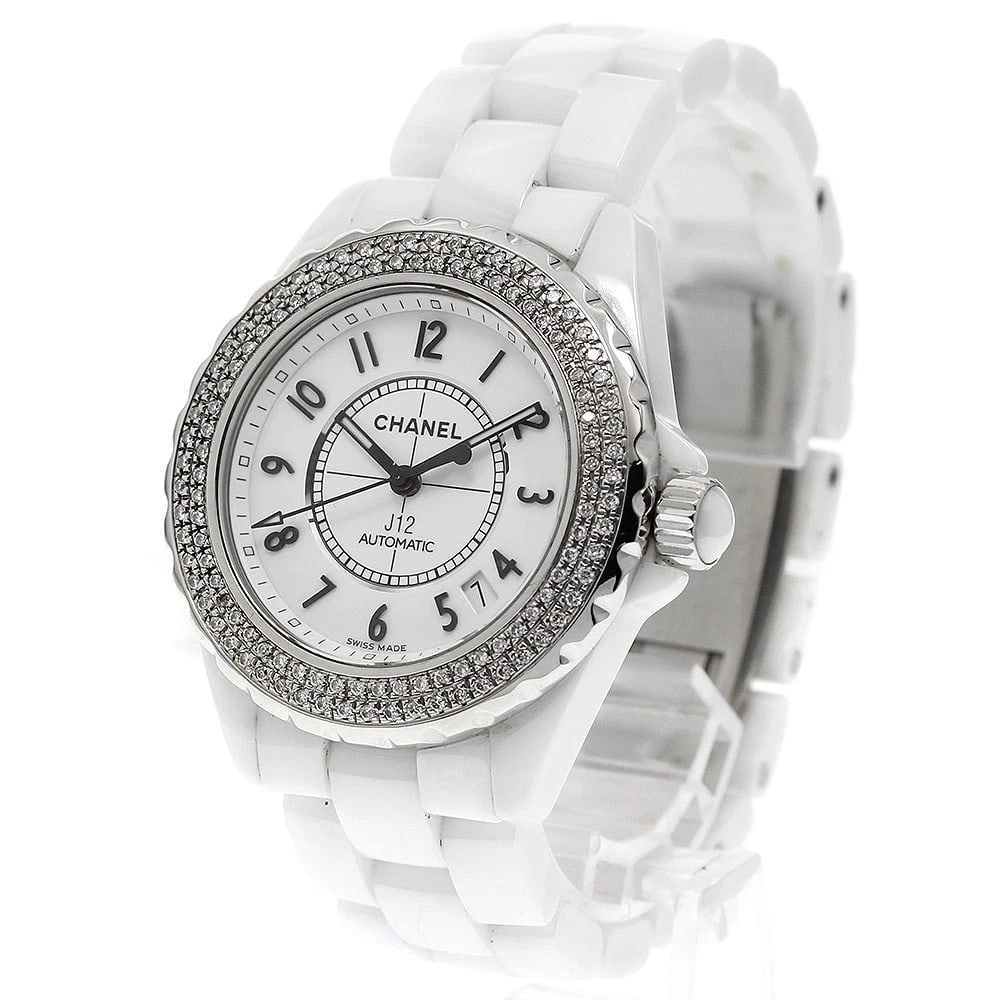 CHANEL J12 DIAMOND BEZEL WHITE CERAMIC AUTOMATIC WATCH - 2
