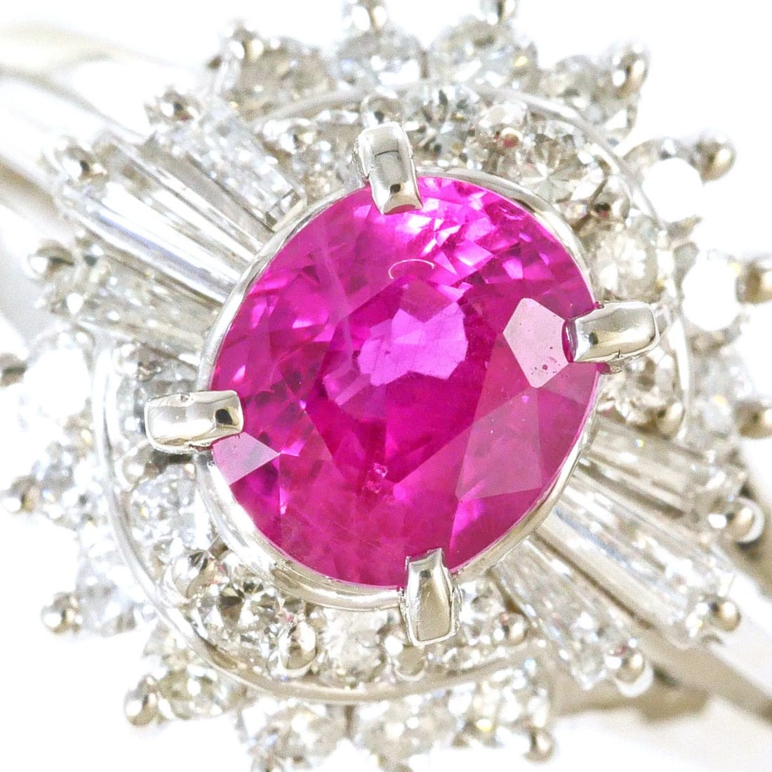 PT900 PLATINUM RING, 1 RUBY DIAMOND - 2