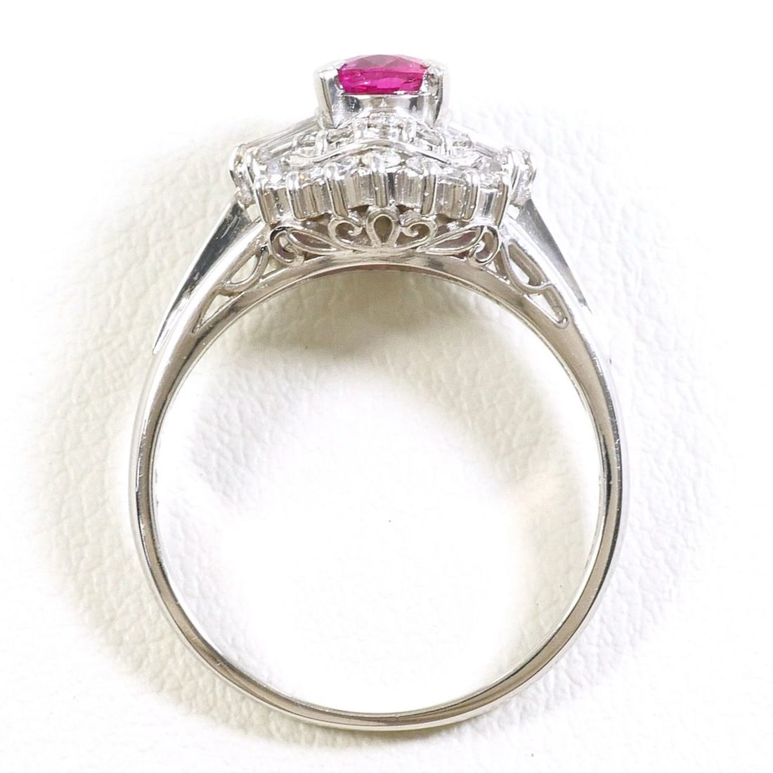 PT900 PLATINUM RING, 1 RUBY DIAMOND - 3