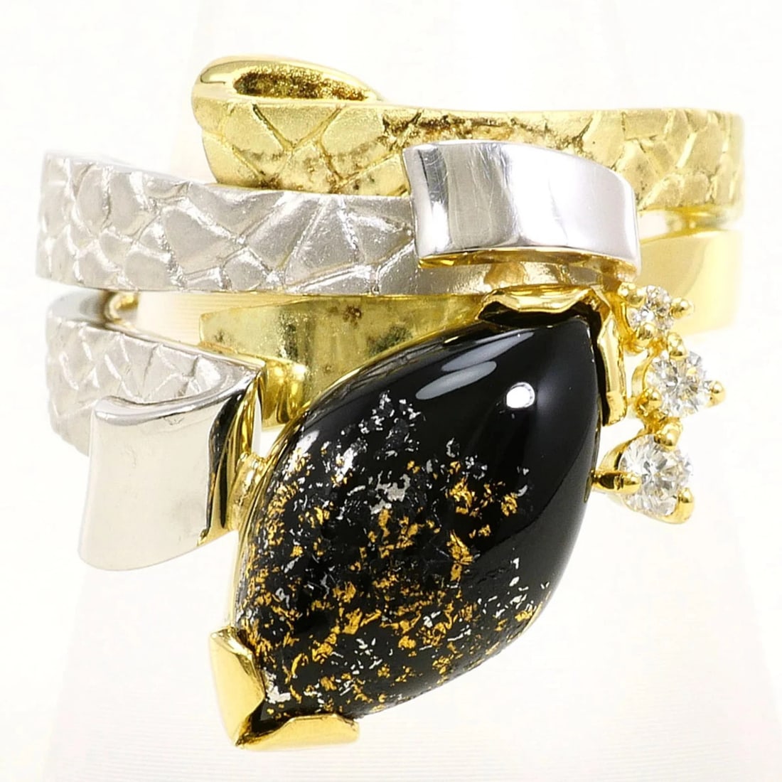 PT900 PLATINUM 18K YELLOW GOLD RING DIAMOND (1 of 3)
