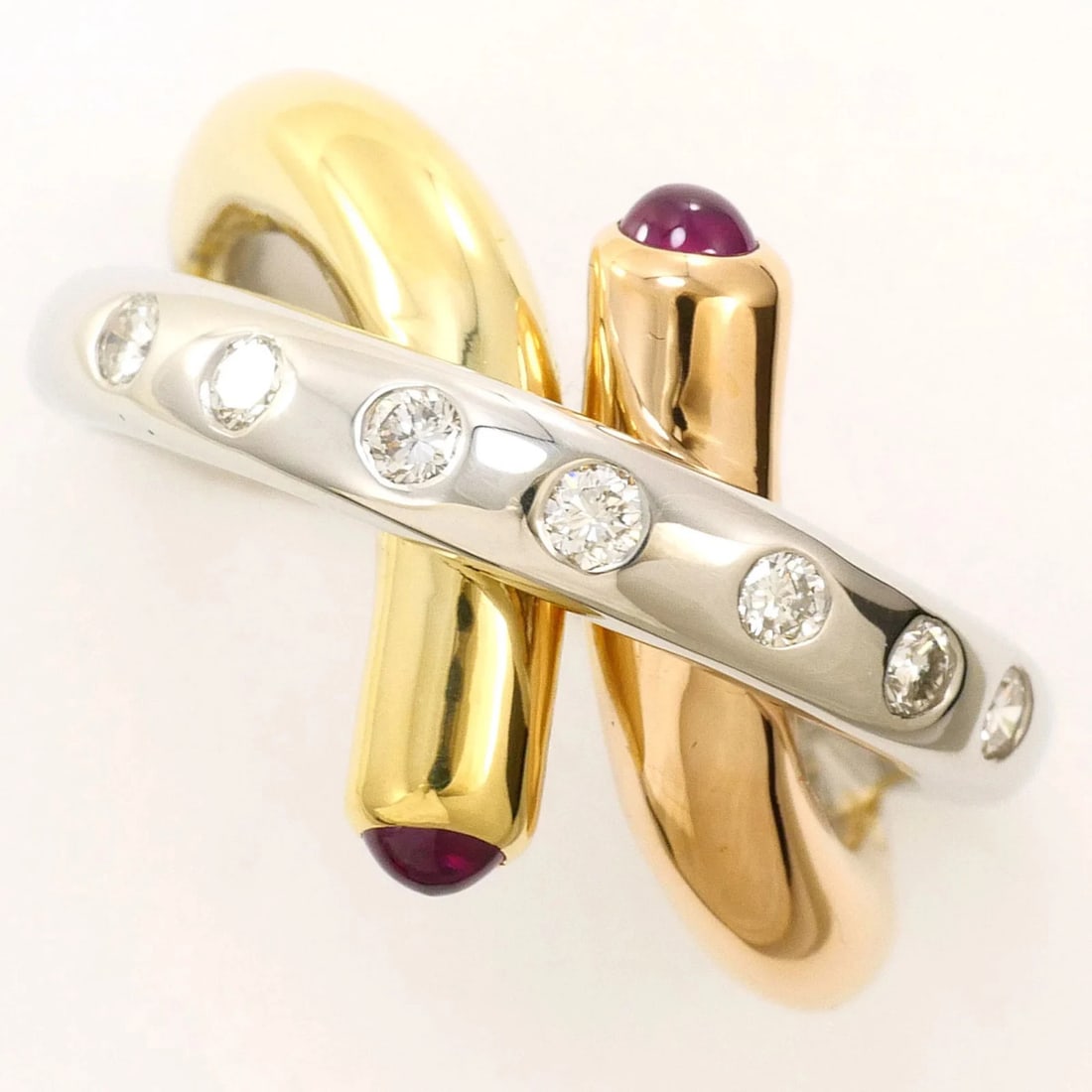 PT900 PLATINUM 18K YELLOW GOLD RING DIAMOND (1 of 4)