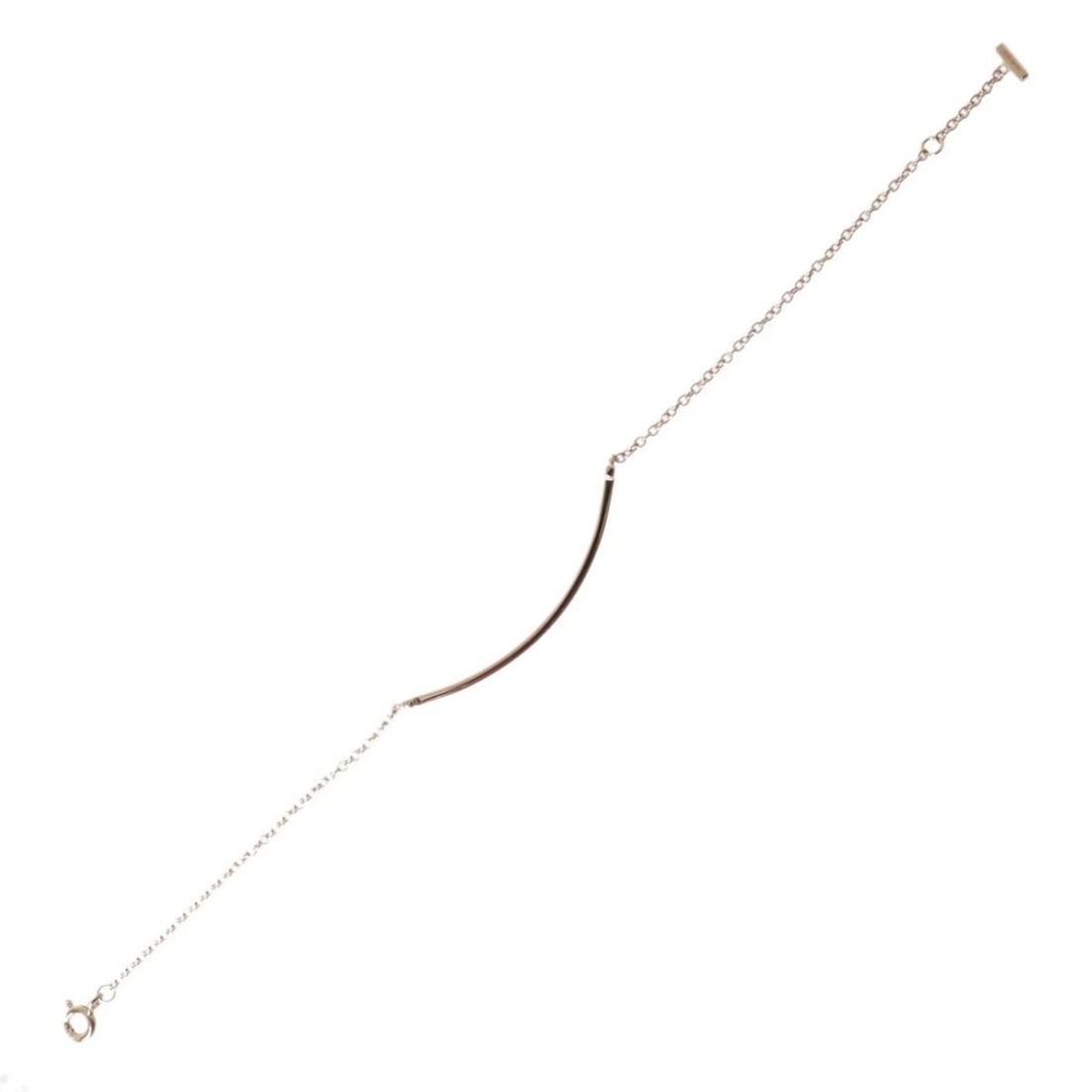 TIFFANY T SMILE BRACELET IN 18K PINK GOLD: Tiffany T Smile Bracelet in 18K Pink Gold Brand: Tiffany Type/Style: Charm bracelet Material: Gold (18K) Color: Pink gold Size: Length 17cm / 6.69'' Accessories: None Accessories Notice: W
