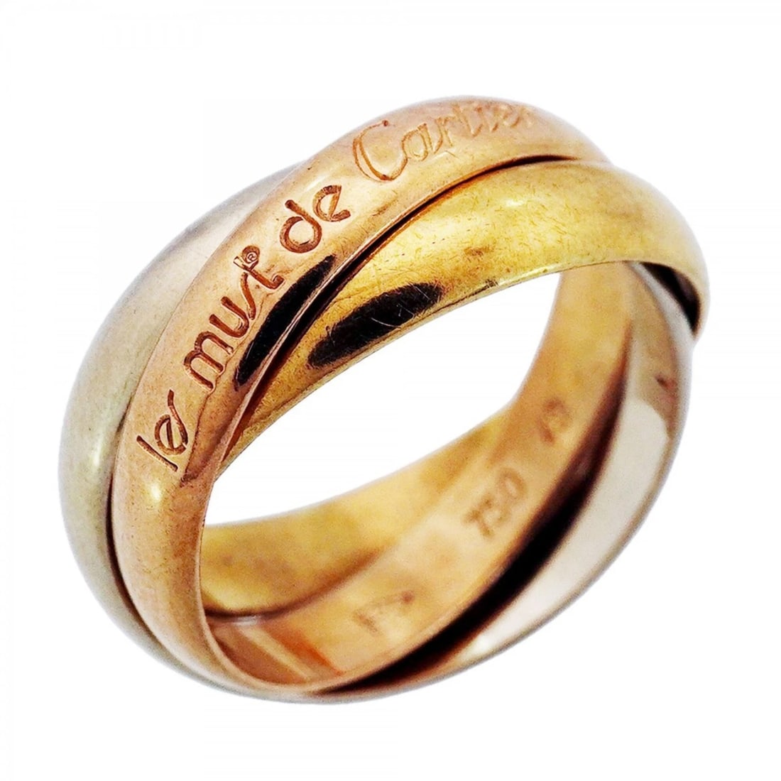 CARTIER TRINITY CLASSIC RING, AVAILABLE IN 18K YELLOW GOLD: Cartier Trinity Classic Ring, available in 18K Yellow Gold Brand: Cartier Type/Style: Band Ring Material: Pink gold (18K) White gold (18K) Yellow gold (18K) Color: Pink gold Size: US 5 Accessories