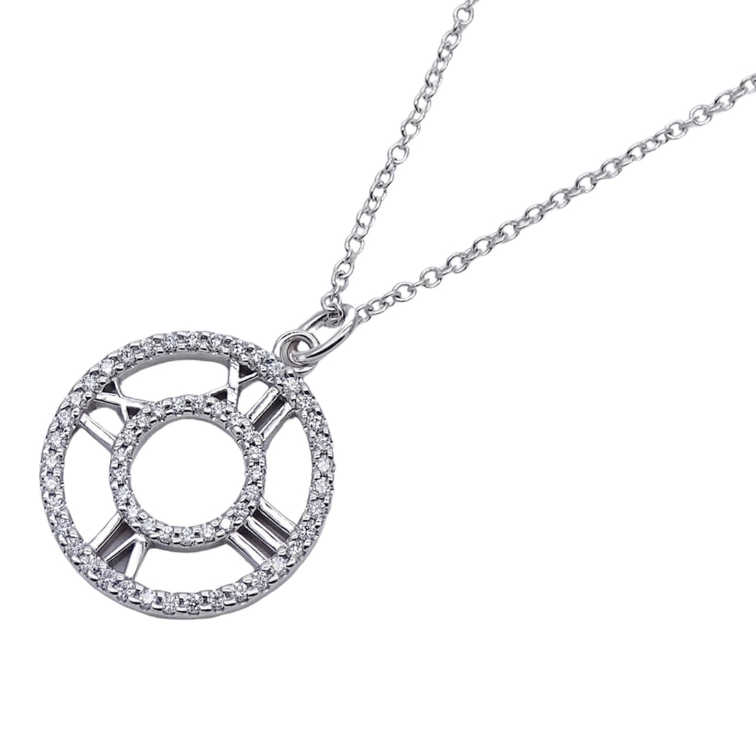 TIFFANY & CO. WOMEN'S NECKLACE, BRAND NAME, 750WG DIAMOND: Tiffany & Co. Women's Necklace, Brand Name, 750WG Diamond Brand: Tiffany Type/Style: Necklace Material: White gold, Main Stone/Creation Natural Color: White Size: Neck Circumference 41 cm / 16.14''