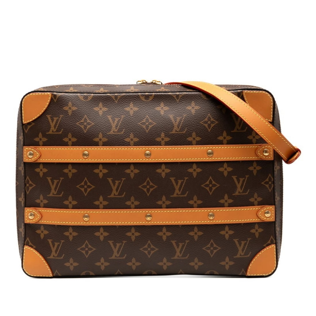 LOUIS VUITTON MONOGRAM SOFT TRUNK MESSENGER MM SHOULDER BAG: Louis Vuitton Monogram Soft Trunk Messenger MM Shoulder Bag Brand: Louis Vuitton Type/Style: Shoulder bag Material: PVC , Leather Color: Brown Size: (HxWxD) 23.5cm x 32.5cm x 5cm / 9.25'' x 12.79'' x 
