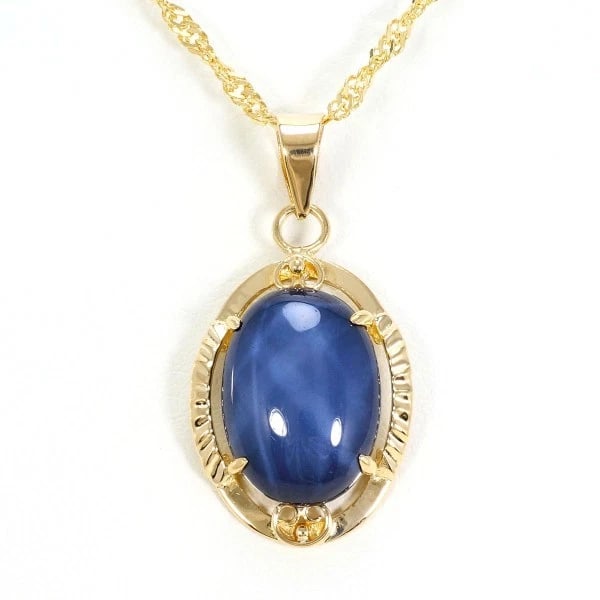 NECKLACEK10/YELLOW GOLD: NecklaceK10/Yellow Gold Brand: No Brand Type/Style: Necklace Material: K10/Yellow Gold, Main Stone/Creation Synthetic Star Sapphire Color: Yellow Gold Size: Top: Total length around 28 x 0.6" (Top
