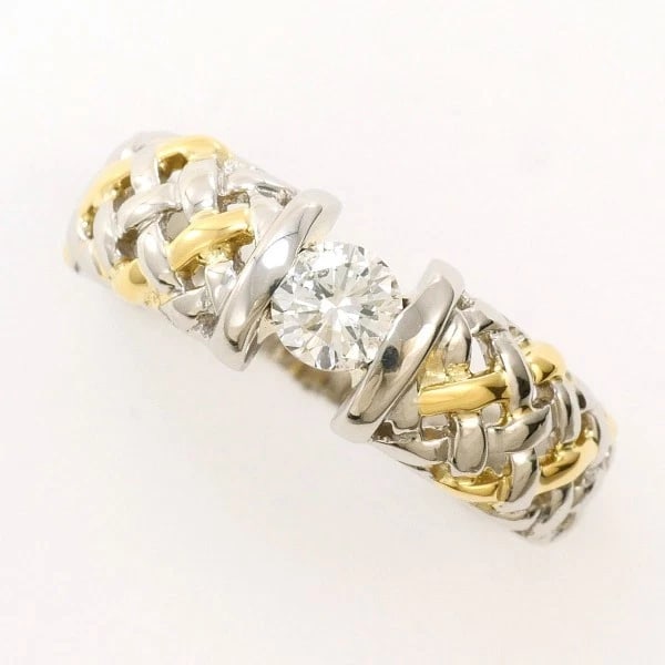 RING PT900/PLATINUM K18/YELLOW GOLD: Ring PT900/Platinum K18/Yellow Gold Brand: No Brand Type/Style: Ring Material: PT900/Platinum K18/Yellow Gold, Main Stone/Creation Diamond Color: YG,Silver Size: US 5 3/4 Accessories: None