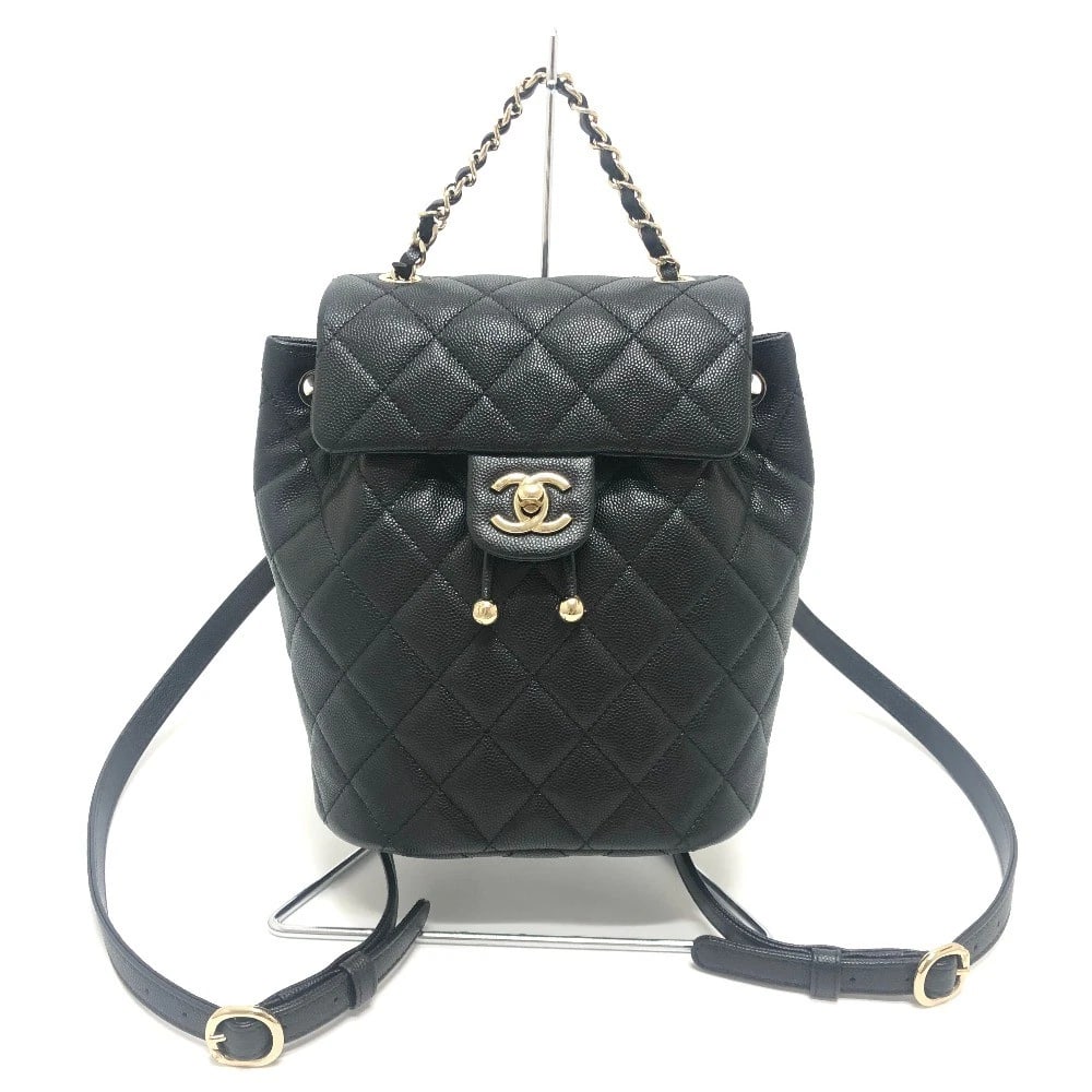 CHANEL MATELASSE QUILTED BAG BACKPACK: CHANEL Matelasse Quilted Bag Backpack Brand: Type/Style: Backpack Material: Caviar Leather Color: Black Size: W7.1?H8.7?D3.9inch / W18cm?H22cm?D10cm Handle: 7.3inch / 18.5cm Accessories: None