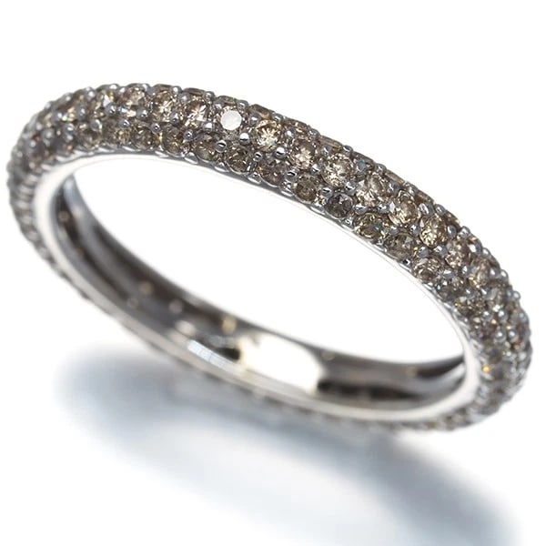 BROWN DIAMOND PAVED ETERNITY RING 18K 750 WHITE GOLD: Brown Diamond Paved Eternity Ring 18K 750 White Gold Brand: Unbranded Type/Style: Ring Material: 18K 750 White Gold, Main Stone/Creation Natural Color: White Size: US 8-8.25 Accessories: None
