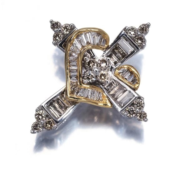 BROWN DIAMOND PENDANT 18K 750 WHITE YELLOW GOLD: Brown Diamond Pendant 18K 750 White Yellow Gold Brand: Unbranded Type/Style: Pendant Material: 18K 750 White Yellow Gold, Main Stone/Creation Natural Color: White Yellow Size: Design size: 22.3 x