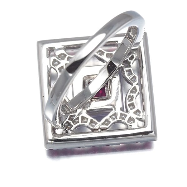 RUBY LAVENDER JADE DIAMOND RING 18K WG - 4